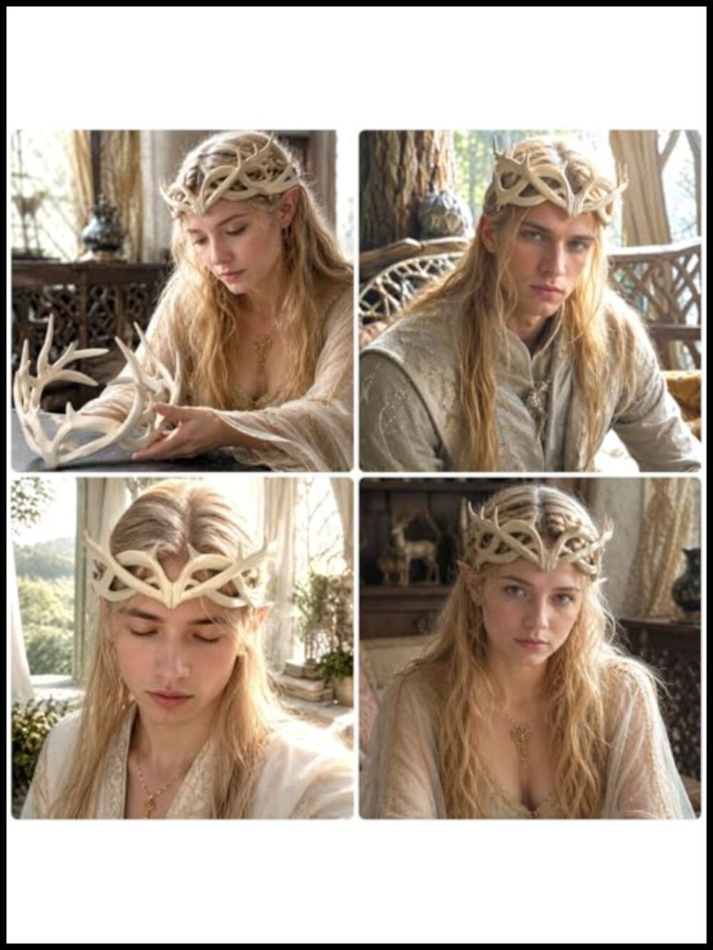 Elf Antler Headpiece - Fantasy Cosplay Crown for Renaissance Fair, LARP - Picture 4 of 6
